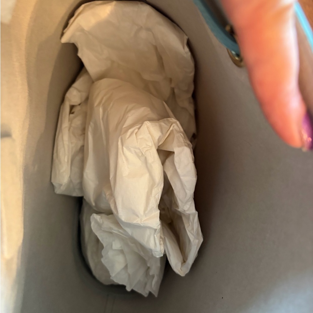 Furla Aquamarine Stacy Leather Drawstring Bucket Bag with Pouch - Picture 13 of 13